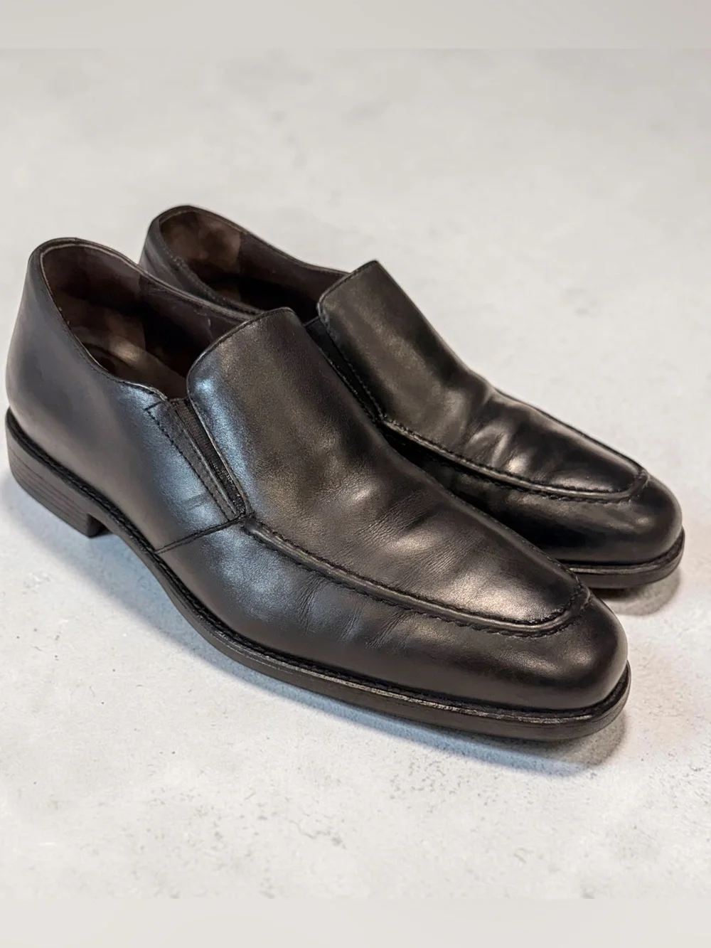 Johnston & Murphy Black Leather Slip-On Loafers, Dual Width Xc4 Waterproof Sz 10